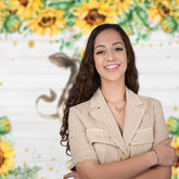 Aperturee - Cow Leaf Wooden Yellow Turnsole Flower Photo Backdrop